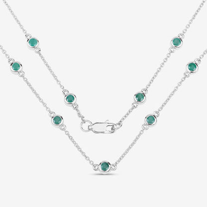 1.80 Carat Genuine Emerald .925 Sterling Silver Necklace