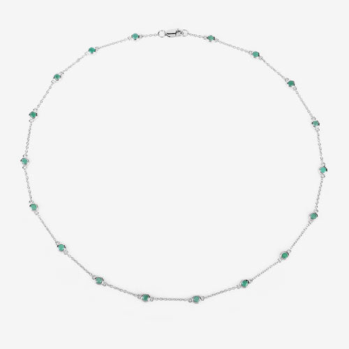 1.80 Carat Genuine Emerald .925 Sterling Silver Necklace
