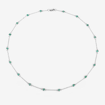 1.80 Carat Genuine Emerald .925 Sterling Silver Necklace