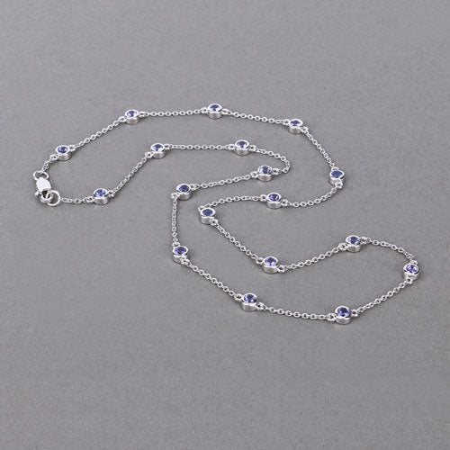 1.80 Carat Genuine Tanzanite .925 Sterling Silver Necklace