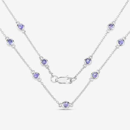 1.80 Carat Genuine Tanzanite .925 Sterling Silver Necklace