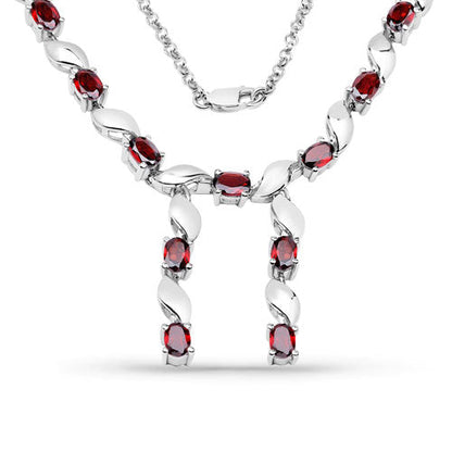 7.65 Carat Genuine Garnet .925 Sterling Silver Necklace