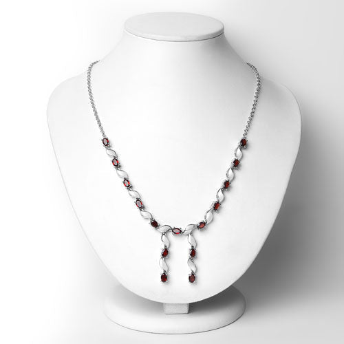 7.65 Carat Genuine Garnet .925 Sterling Silver Necklace