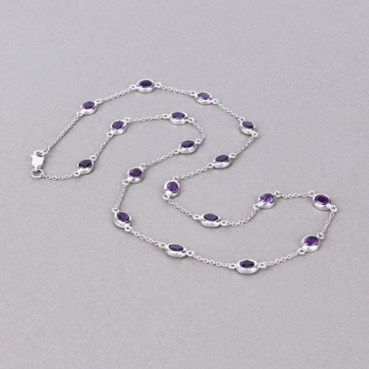 6.12 Carat Genuine Amethyst .925 Sterling Silver Necklace