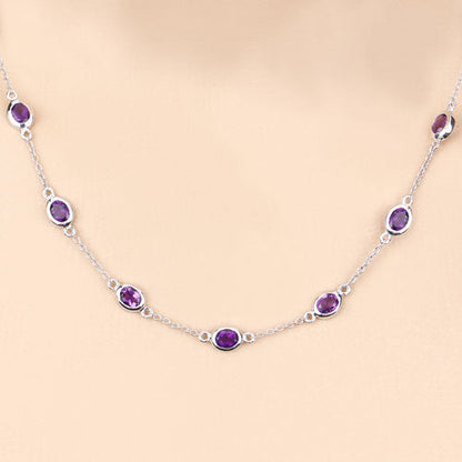 6.12 Carat Genuine Amethyst .925 Sterling Silver Necklace