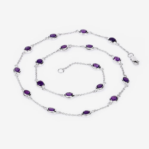 6.12 Carat Genuine Amethyst .925 Sterling Silver Necklace