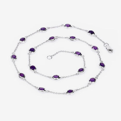6.12 Carat Genuine Amethyst .925 Sterling Silver Necklace