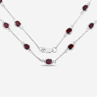 8.10 Carat Genuine Garnet .925 Sterling Silver Necklace