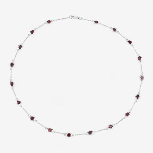 8.10 Carat Genuine Garnet .925 Sterling Silver Necklace