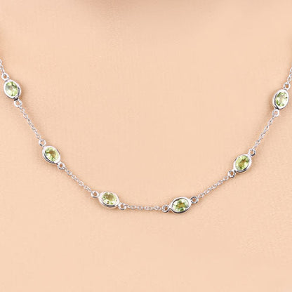 6.30 Carat Genuine Peridot .925 Sterling Silver Necklace
