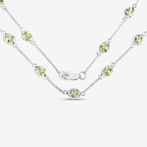 6.30 Carat Genuine Peridot .925 Sterling Silver Necklace