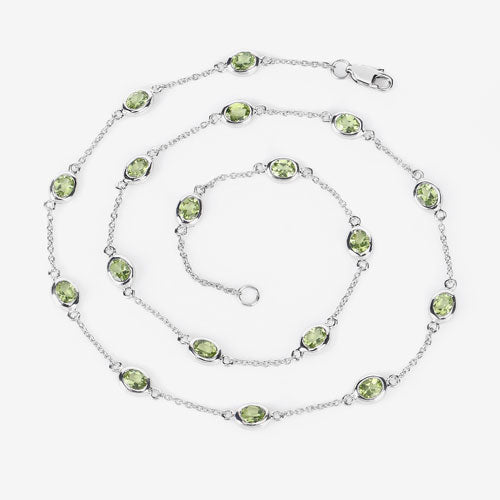 6.30 Carat Genuine Peridot .925 Sterling Silver Necklace