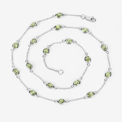 6.30 Carat Genuine Peridot .925 Sterling Silver Necklace