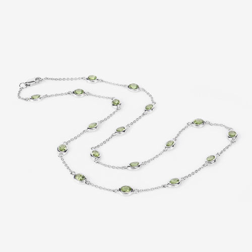 6.30 Carat Genuine Peridot .925 Sterling Silver Necklace