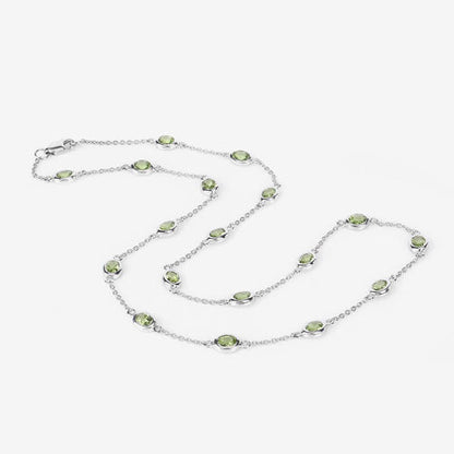 6.30 Carat Genuine Peridot .925 Sterling Silver Necklace