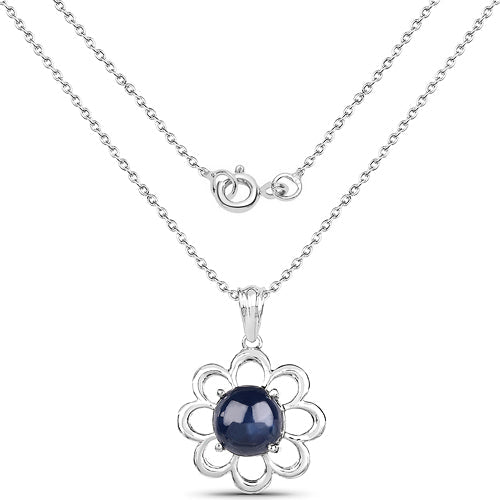 4.65 Carat Genuine Blue Sapphire .925 Sterling Silver Pendant