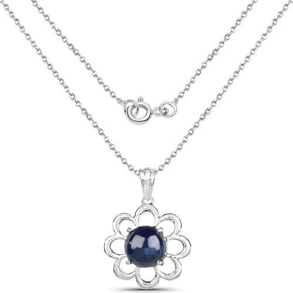4.65 Carat Genuine Blue Sapphire .925 Sterling Silver Pendant