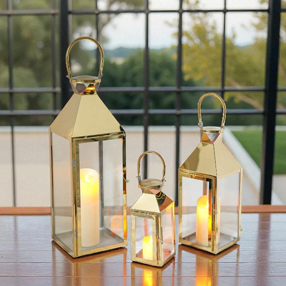 26"&19"& 13" High Elegant Candle Lantern Metal Lanterns for Versatile Indoor & Outdoor