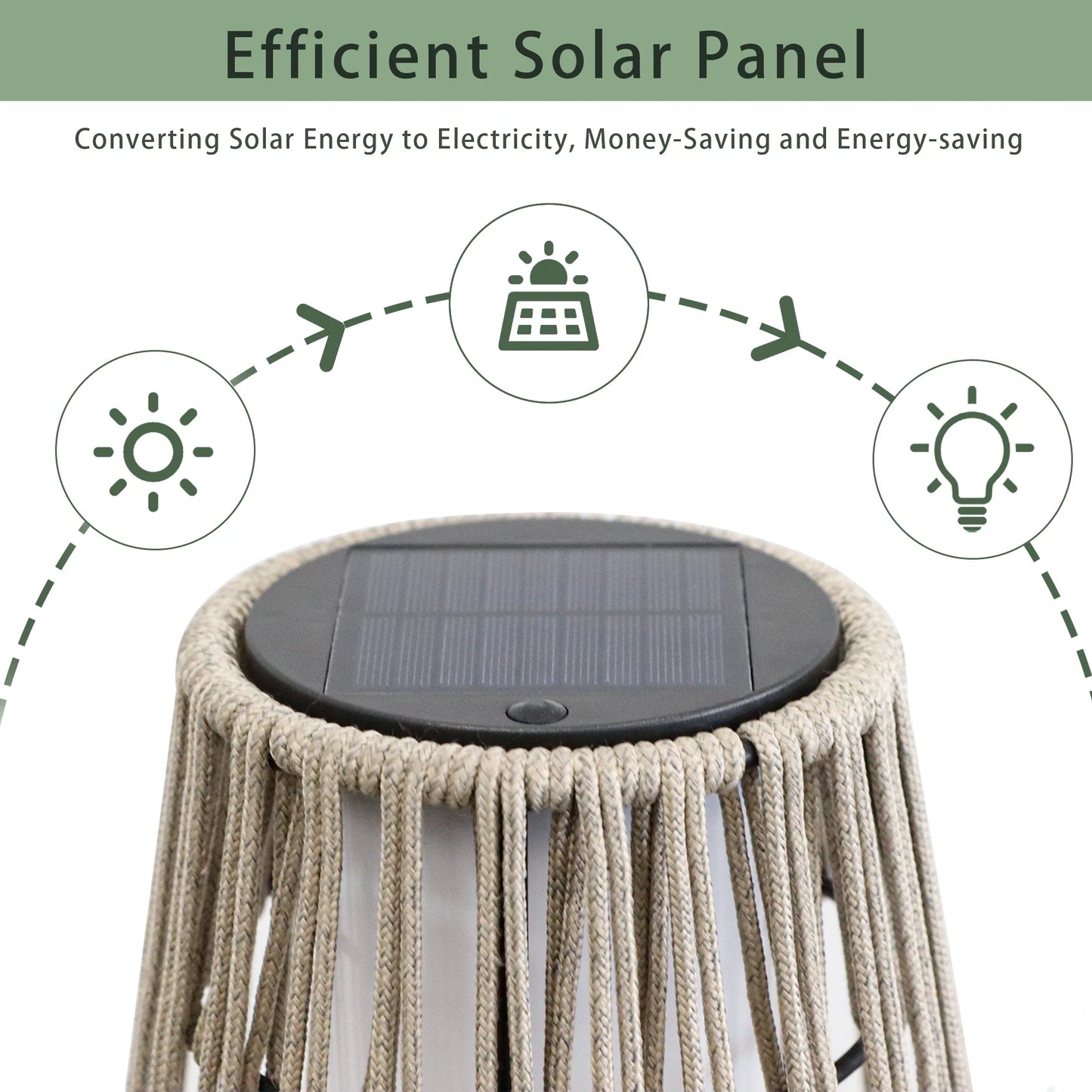Outdoor Floor Lamp 2 Piece Solar Powered Lantern Wicker Solar Patio Lamp