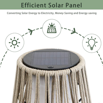 Outdoor Floor Lamp 2 Piece Solar Powered Lantern Wicker Solar Patio Lamp