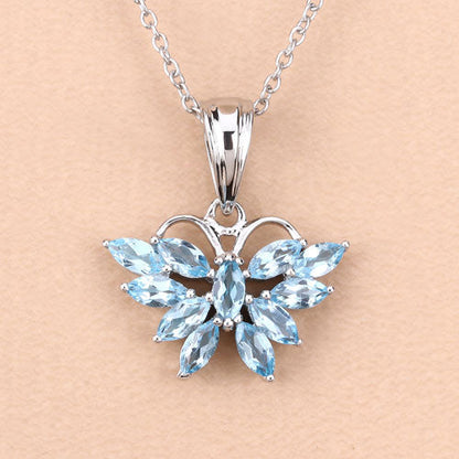 1.76 Carat Genuine Swiss Blue Topaz .925 Sterling Silver Pendant