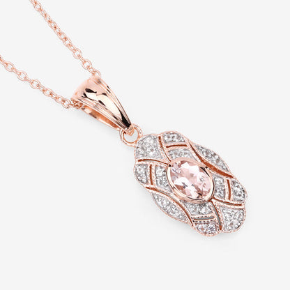 0.52 Carat Genuine Morganite and White Topaz .925 Sterling Silver Pendant