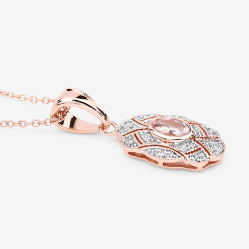 0.52 Carat Genuine Morganite and White Topaz .925 Sterling Silver Pendant