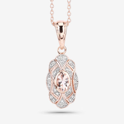 0.52 Carat Genuine Morganite and White Topaz .925 Sterling Silver Pendant