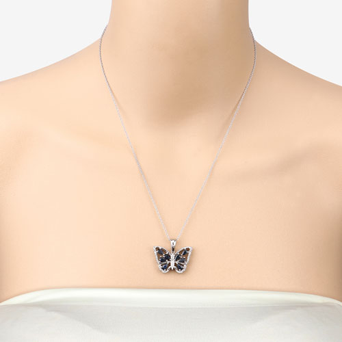 1.67 Carat Genuine Blue Sapphire and White Zircon .925 Sterling Silver Pendant