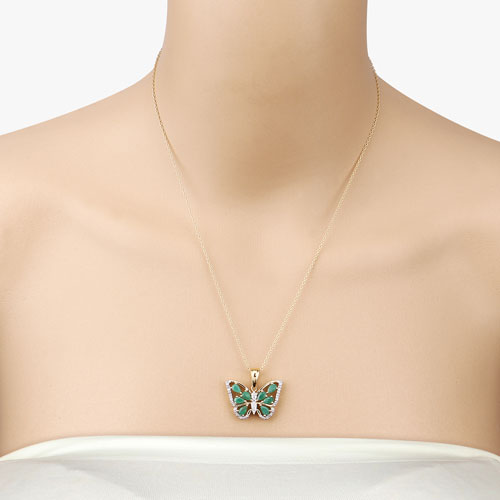 1.91 Carat Genuine Emerald and White Zircon .925 Sterling Silver Pendant