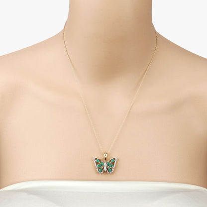 1.91 Carat Genuine Emerald and White Zircon .925 Sterling Silver Pendant