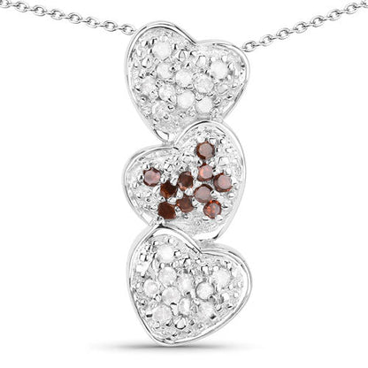 0.45 Carat Genuine Red Diamond and White Diamond .925 Sterling Silver Pendant