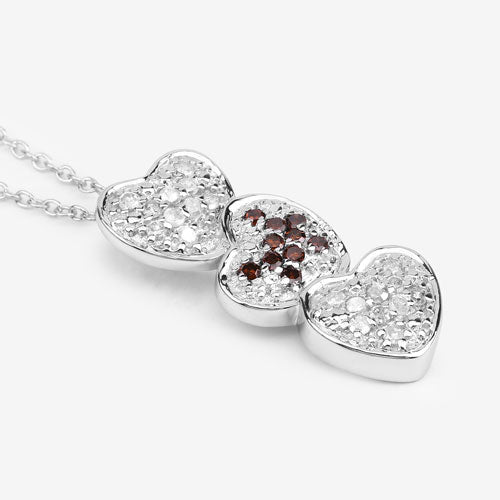 0.45 Carat Genuine Red Diamond and White Diamond .925 Sterling Silver Pendant
