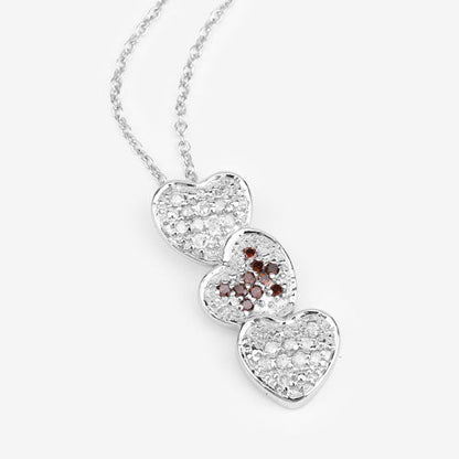 0.45 Carat Genuine Red Diamond and White Diamond .925 Sterling Silver Pendant