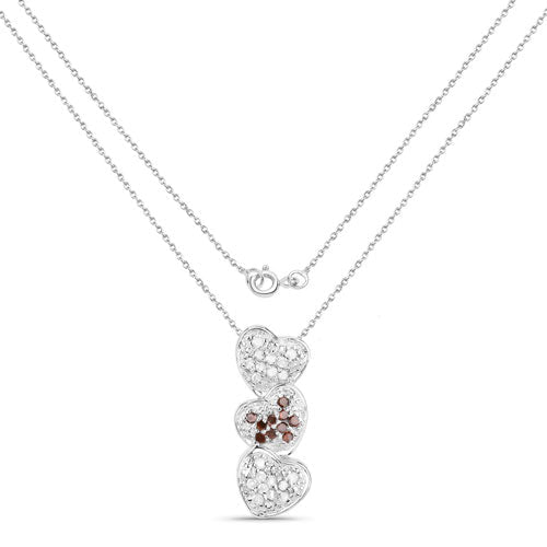0.45 Carat Genuine Red Diamond and White Diamond .925 Sterling Silver Pendant