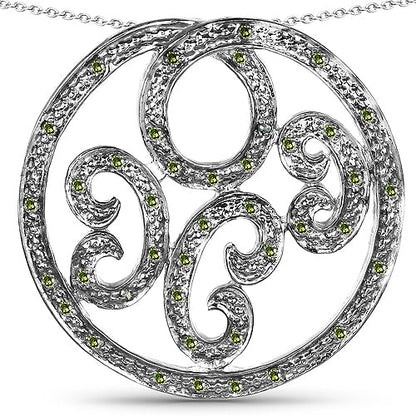 0.22 Carat Genuine Green Diamond .925 Sterling Silver Pendant