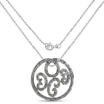 0.22 Carat Genuine Green Diamond .925 Sterling Silver Pendant