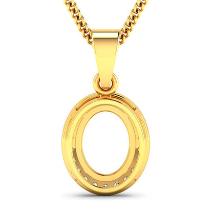 0.22 Carat Genuine White Diamond 14K Yellow Gold Semi Mount Pendant - holds 9x7mm Oval Gemstone