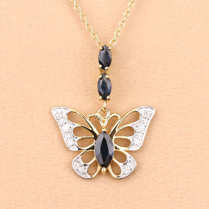 0.92 Carat Genuine Blue Sapphire and White Zircon .925 Sterling Silver Pendant