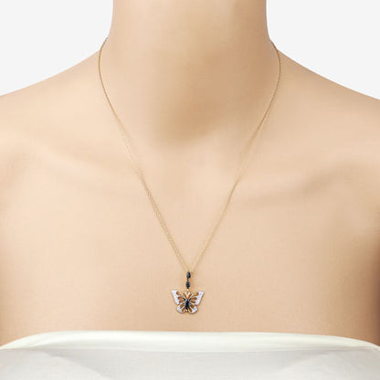 0.92 Carat Genuine Blue Sapphire and White Zircon .925 Sterling Silver Pendant