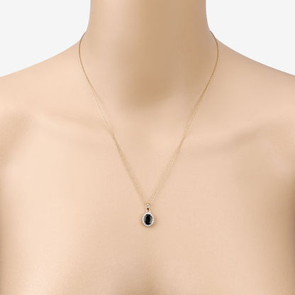 1.39 Carat Genuine Green Tourmaline and White Diamond 14K Yellow Gold Pendant