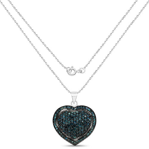 1.25 Carat Genuine Blue Diamond .925 Sterling Silver Pendant