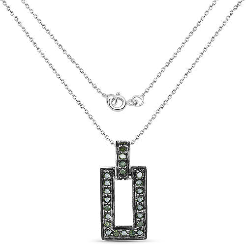 0.36 Carat Genuine Green Diamond .925 Sterling Silver Pendant