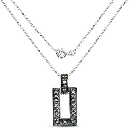 0.36 Carat Genuine Green Diamond .925 Sterling Silver Pendant