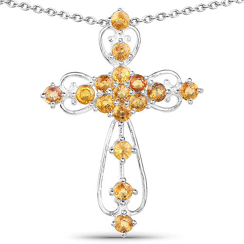 2.24 Carat Genuine Yellow Sapphire .925 Sterling Silver Pendant