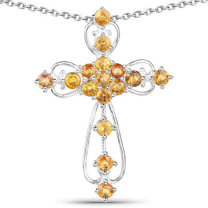 2.24 Carat Genuine Yellow Sapphire .925 Sterling Silver Pendant
