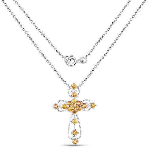2.24 Carat Genuine Yellow Sapphire .925 Sterling Silver Pendant