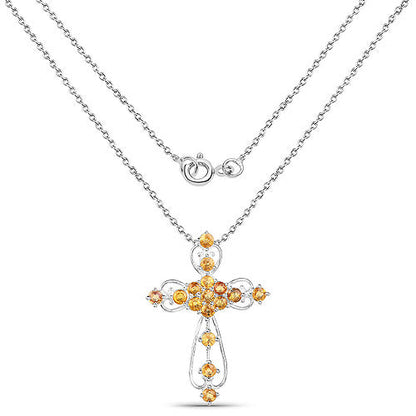 2.24 Carat Genuine Yellow Sapphire .925 Sterling Silver Pendant