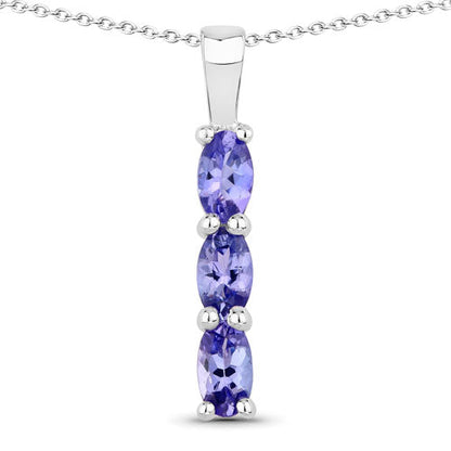 0.75 Carat Genuine Tanzanite .925 Sterling Silver Pendant