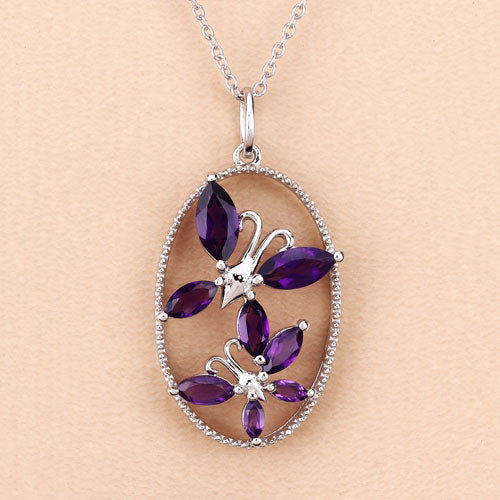 2.12 Carat Genuine Amethyst .925 Sterling Silver Pendant